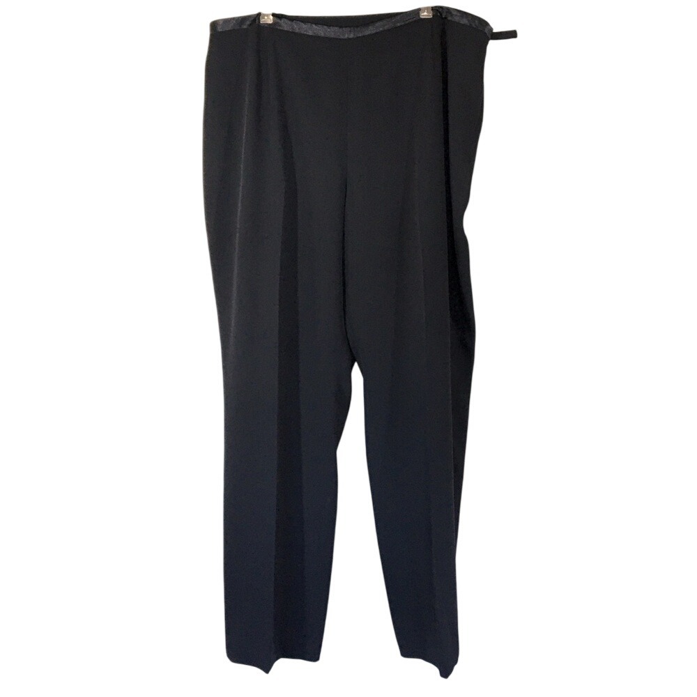 Annex Womens Black Elegant Tuxedo Dress Pants Plus Size‎ 18W Satin Trim